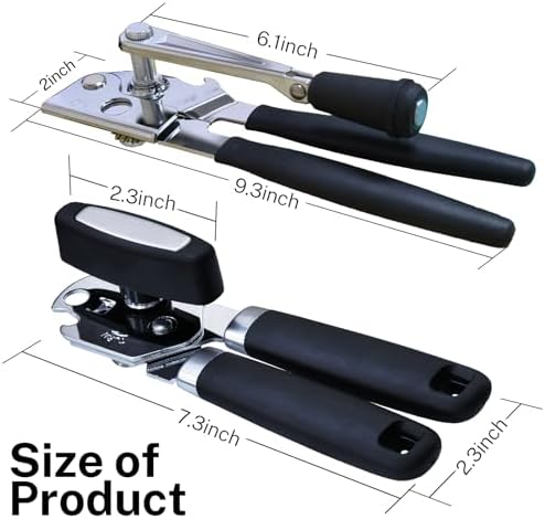 2Pcs Can Opener with Magnet Stainless Steel Ergonomic Handles