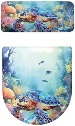 Sea Turtle Toilet Seat Cover and Tank Lid Cover 2 Set