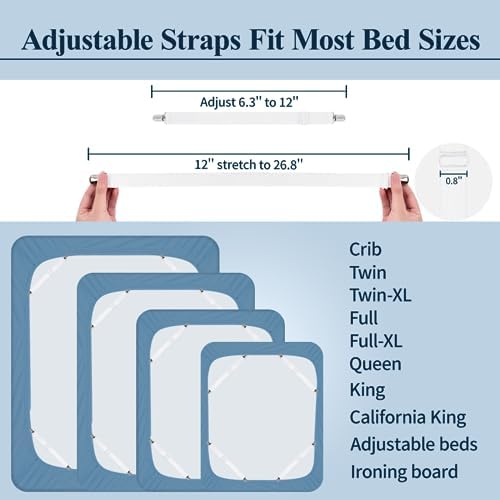 Sopito Adjustable Elastic Sheet Straps 4Pcs White