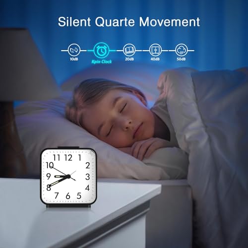OQIMAX Silent Alarm Clock with Night Light and Large Display
