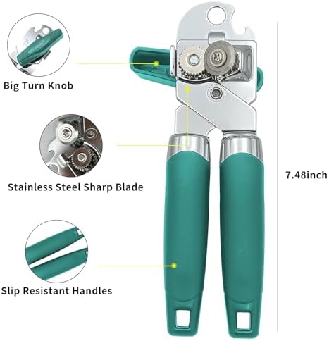 Safring Manual Can Opener with Bottle Opener Heavy Duty Stainless Steel