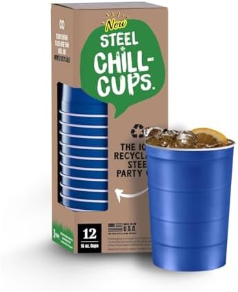16 oz Steel Chill Cups Blue 12 Count