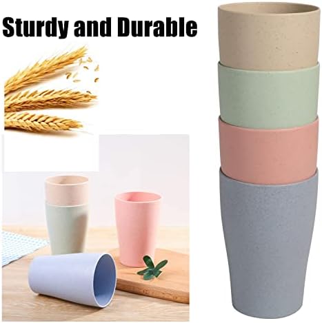 CAMBUY Wheat Straw Cup Set 4 Pc 15Oz Reusable and Unbreakable