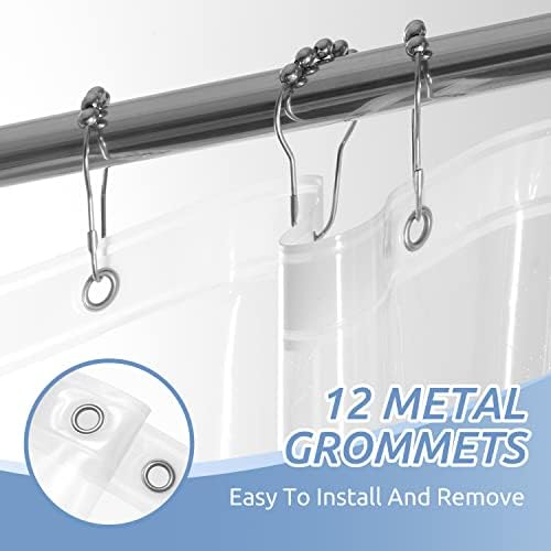 Downluxe Waterproof Clear Shower Curtain Liner - 72x72 PEVA 3 Magnets