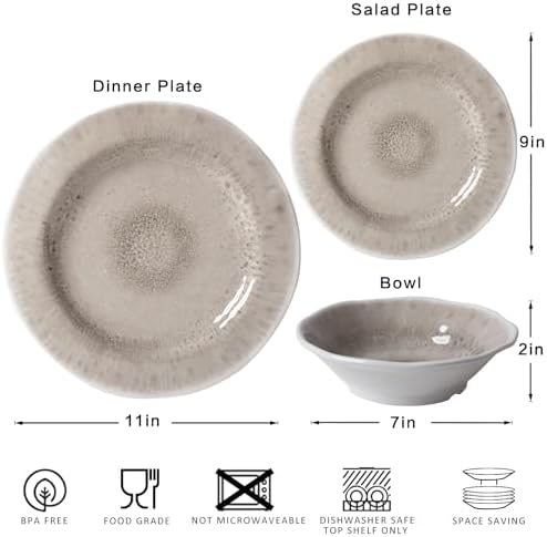 ZAROCRUS 12 Piece Melamine Dinnerware Set for 4