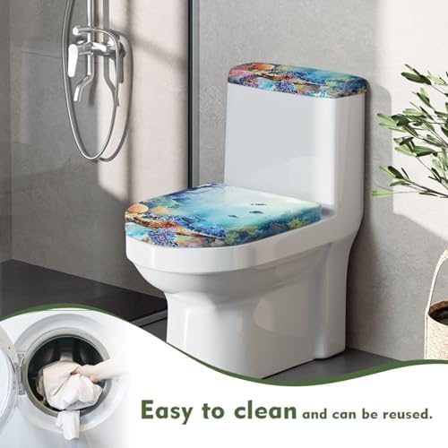 Sea Turtle Toilet Seat Cover and Tank Lid Cover 2 Set