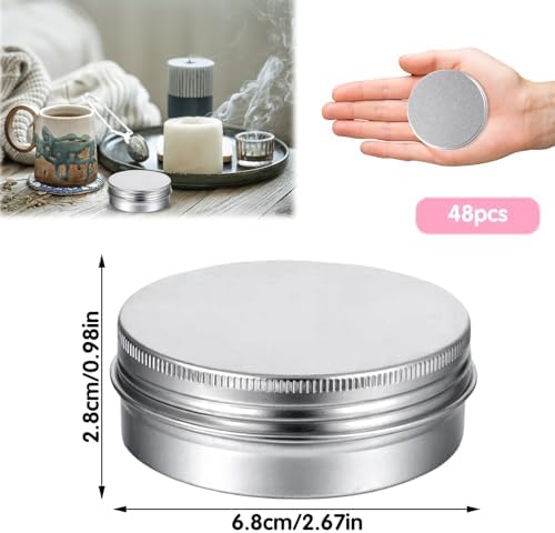 48 Pcs Aluminum Round Cans with Screw Top Lids