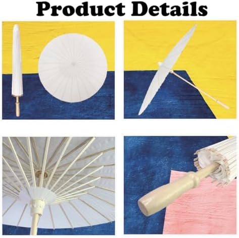 7 Pack White Wedding Umbrellas 33 Inch Elegant Decor