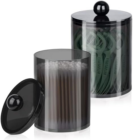 2 Pack Qtip Holder Canister Apothecary Jar Set for Cotton Swabs