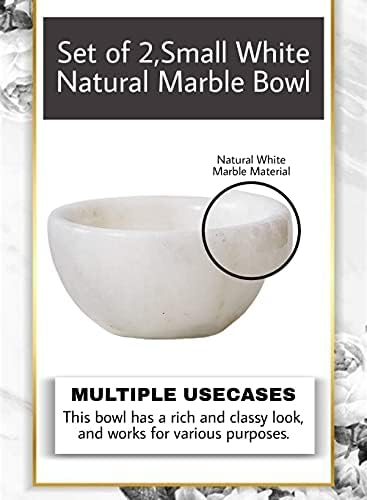 Serene Spaces Living Set of 2 Small White Natural Marble Bowls