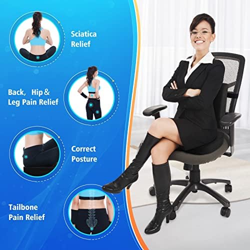 CushZone Seat Cushion with Lumbar Support and Adjustable Strap - Black