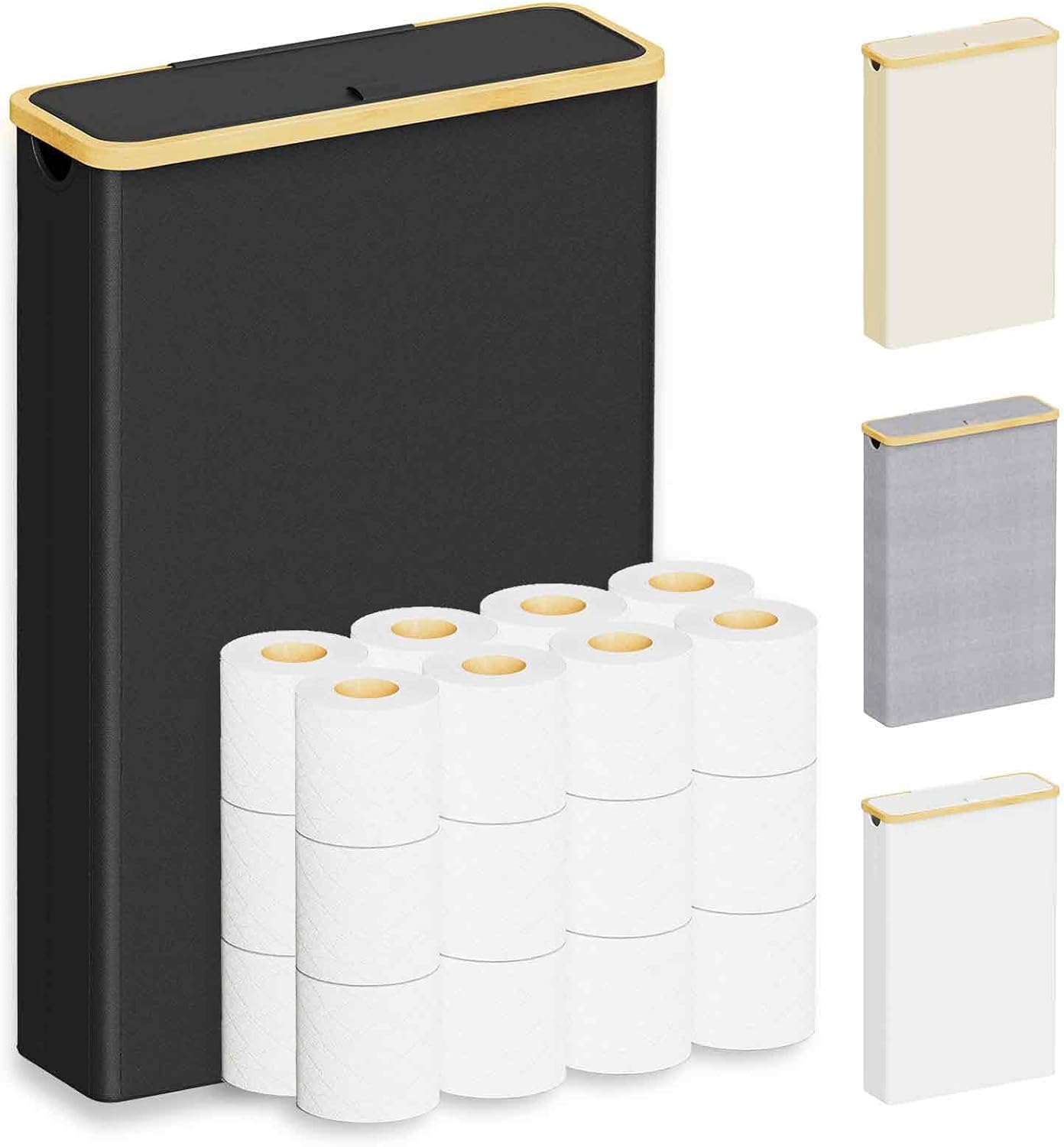 SpaceAid Extra Large Toilet Paper Storage with Lid Black