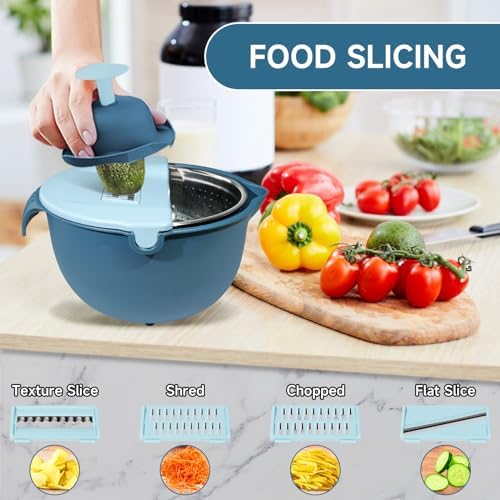 4 in 1 Colander with Mixing Bowl Set - Blue