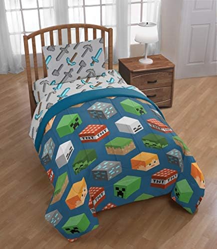 Jay Franco Kids Comforter Minecraft Design Blue Twin