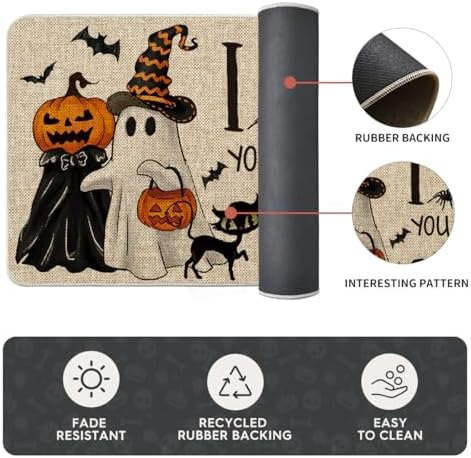 Artoid Mode Halloween Kitchen Mats Set of 2 Black Cat Spider Web