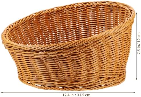 Amosfun Artificial Wicker Bread Basket Round Food Storage Basket 12x12x75 Inch