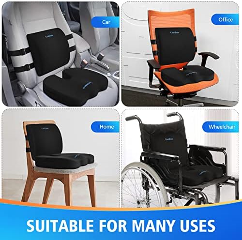 CushZone Seat Cushion with Lumbar Support and Adjustable Strap - Black