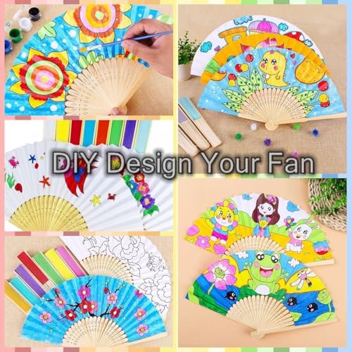 12 Pack 83 Inch White Folding Paper Hand Fan for Women