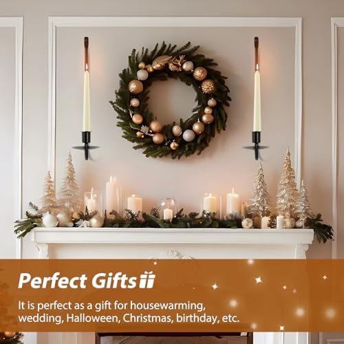 Candle Sconces Set of 2 Taper Pillar Wall Candle Holders Black