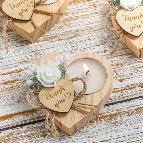 Wooden Tea Light Set with Heart Candle Holders 50 Pieces