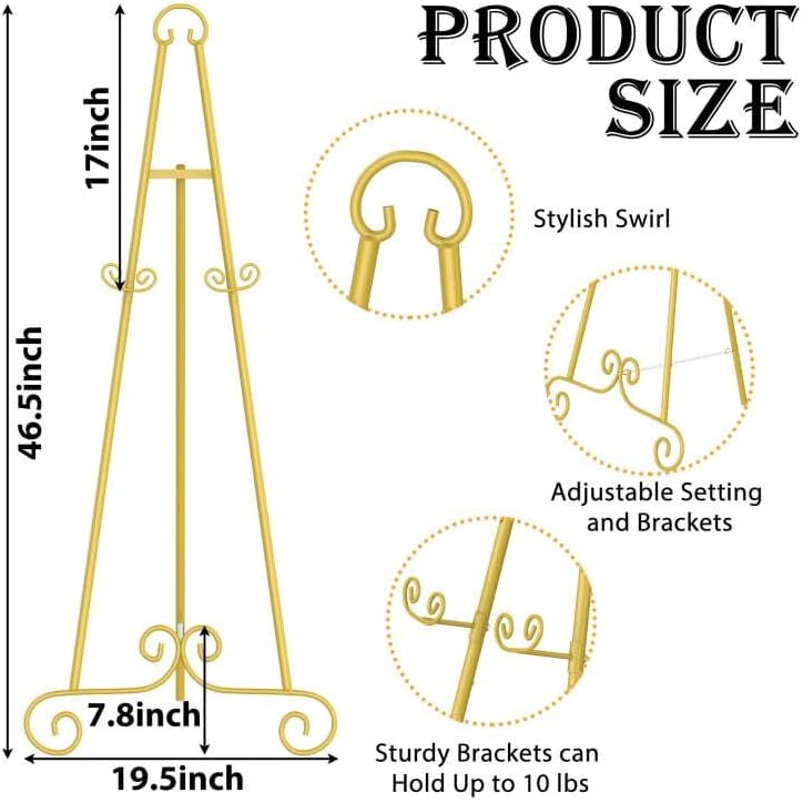 46 Inch H Metal Round Tube Scroll Display Easel