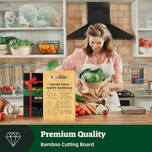 Happy Marriage Cutting Board with Cookbook Stand