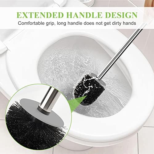 AONEZ Compact Toilet Brush Holder with Stainless Steel Handle