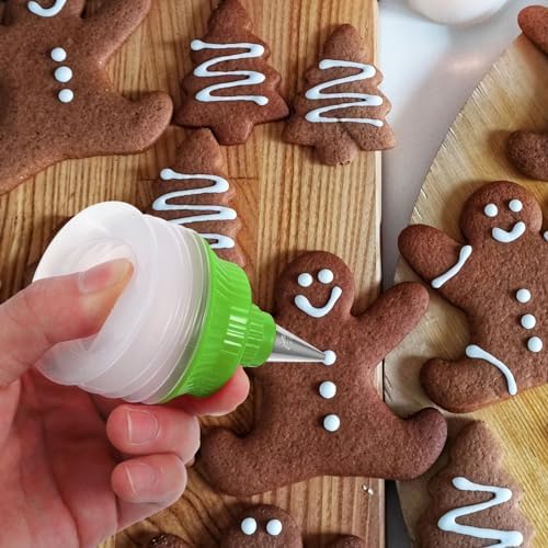 ABOOFAN 2 Pcs Cookie Icing Bottles with Couplers and Stainless Steel Tips
