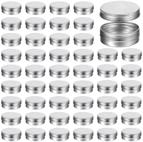 48 Pcs Aluminum Round Cans with Screw Top Lids