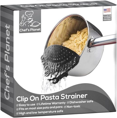 Chefs Planet Food Strainer - Black Clip On Pot Strainer