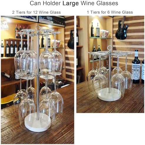 GZILA Countertop Wine Glass Holder with 12 Slots and Marble Base