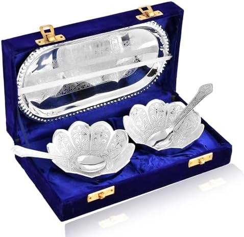 NOBILITY Silver Plated Bowl Spoon Tray Set 6 Pieces