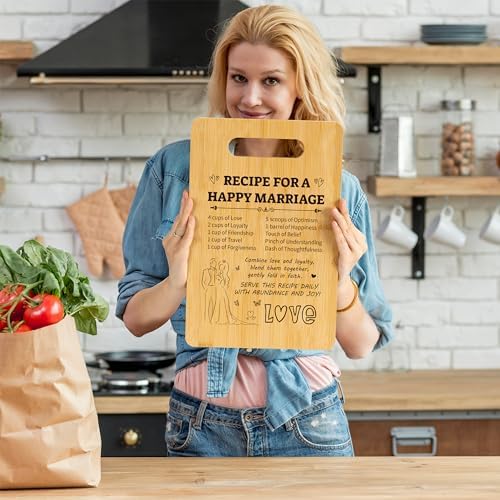 Happy Marriage Cutting Board with Cookbook Stand