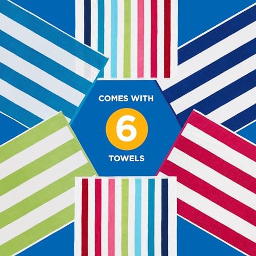 Ben Kaufman Cabana Stripe Beach Pool Towel 6 Pack