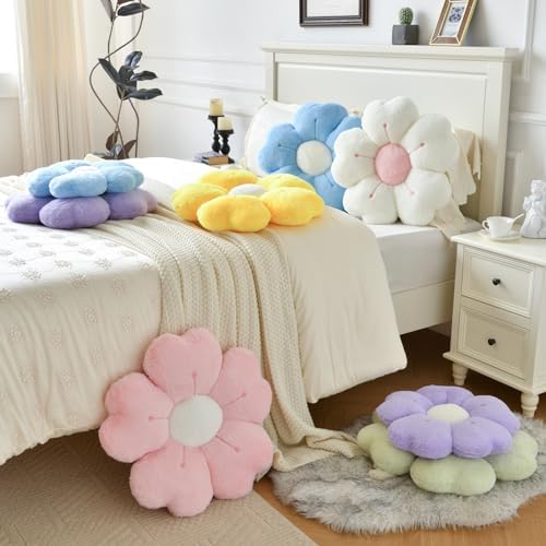 Yellow Daisy Flower Pillow Decorative Throw Cushion 15 Inches