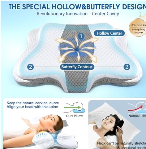 CHxxy Memory Foam Neck Pillow for Pain Relief