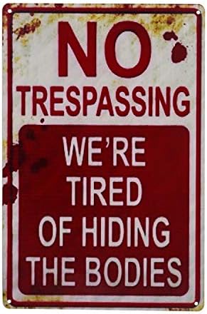 Halloween Decoration Retro Metal Tin Sign Funny Creepy No Trespassing
