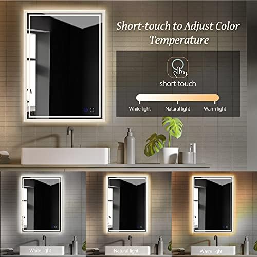 24x32 LED Bathroom Mirror with Anti-Fog and Touch Control