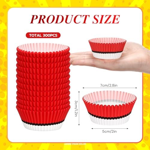 300 Pcs Red White Baking Cupcake Liners for Parties