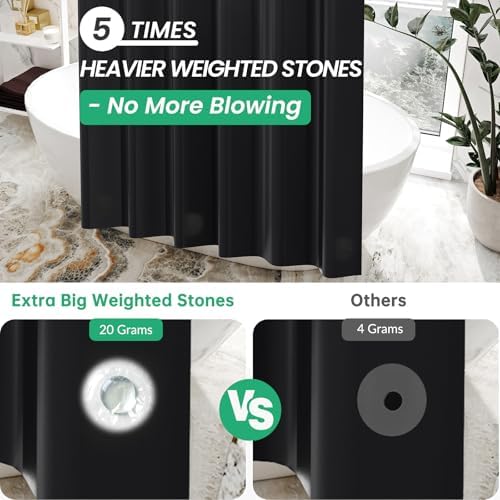 AmazerBath Heavy Duty Black Shower Curtain Liner 72x72 Inches