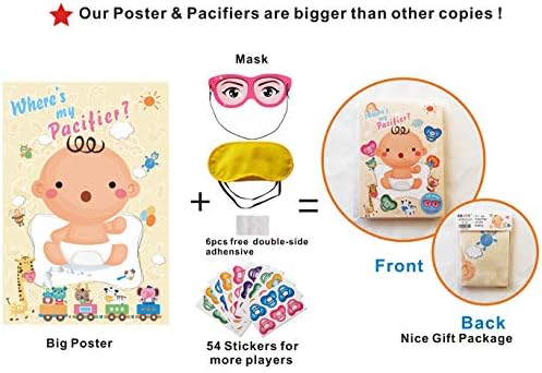 ADJOY Pacifier Pin The Baby Game - Baby Shower Party Favors