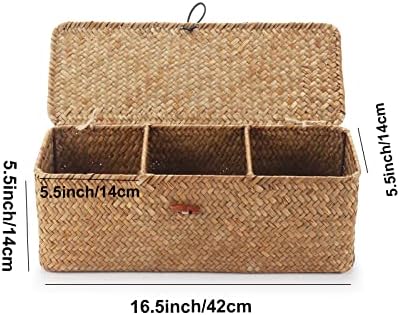 Seagrass StorageBasket with Lid and 3 Compartments