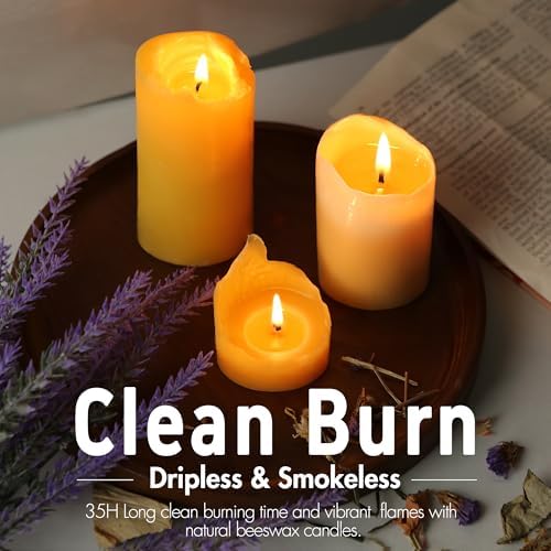 Natural Beeswax Candles 4 Pack with 140 Hours Burn Time