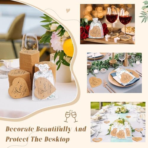 100 Set Heart Shaped Coasters Wedding Favors