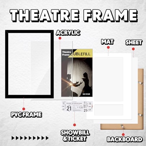 4 Pcs Theatre Bill Frame with Mat and Hanger