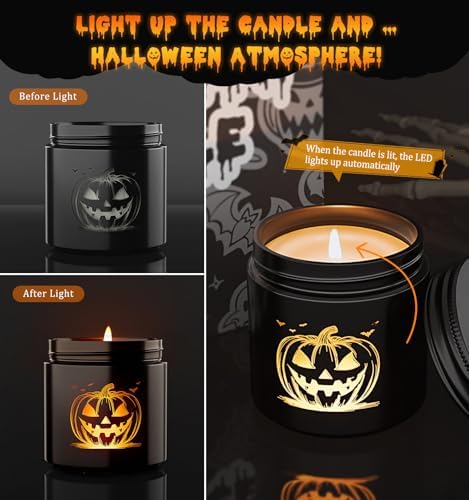 Halloween Candle Set 4 Pack with Pumpkin Skull Ghost Witch