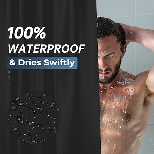 AmazerBath Heavy Duty Black Shower Curtain Liner 72x72 Inches