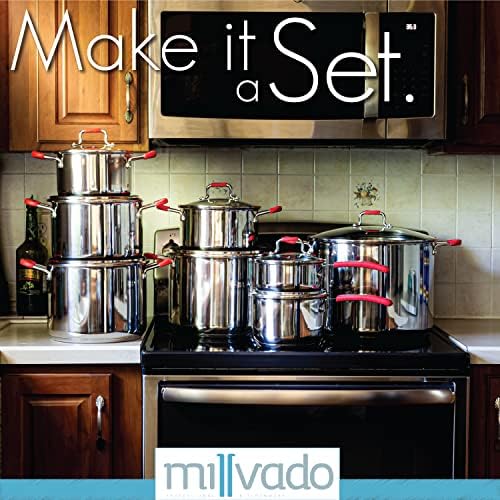 Millvado 84 Qt Stainless Steel Stockpot with Glass Lid and Steam Hole