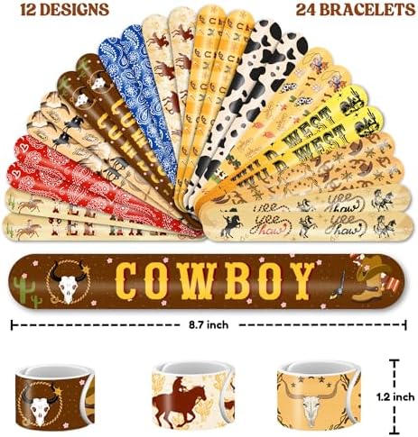 48PCS Cowboy Party Set with Slap Bracelets and Temporary Tattoos