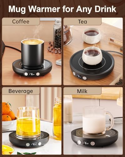 SWEETFULL Mug Warmer with 3 Temp Settings and 4H Safety Timer - Black